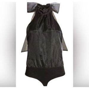 VICI Women's Black Organza Halter Tie Neck Bodysuit Sz S NWOT